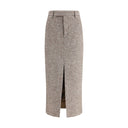 Brown Fleece Wool Long Skirt
