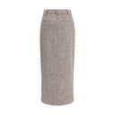 Brown Fleece Wool Long Skirt