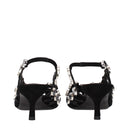 Black Leather Stiletto Heel Sandals