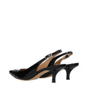 Black Leather Mid Heel Pumps