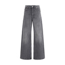 Gray Cotton Flared Jeans