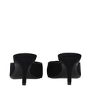 Black Fabric Flat Sandals