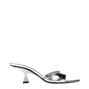 Gray Leather Flat Sandals