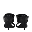 Black Leather Stiletto Heel Sandals