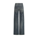 Blue Cotton Flared Jeans