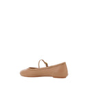 Beige Calf Leather Bos Taurus Ballet Flats