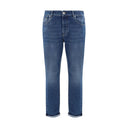 Blue Cotton Straight-Leg Jeans