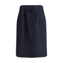 Blue Fleece Wool Midi Skirt