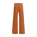 Brown Cotton Flared Pants