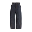 Blue Cotton Casual Pants