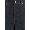 Blue Cotton Casual Pants