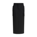 Black Fleece Wool Midi Skirt