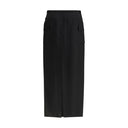 Black Fleece Wool Midi Skirt