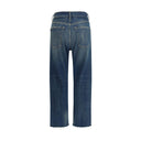Blue Cotton Straight-Leg Jeans