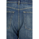 Blue Cotton Straight-Leg Jeans