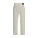 White Cotton Straight-Leg Jeans