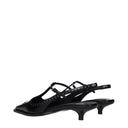 Black Leather Mid Heel Pumps