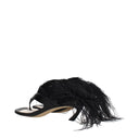 Black Leather Flip-Flop Sandals