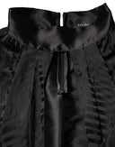 Black Jacquard Deep V-neck Sleeveless 2 Pc Dress