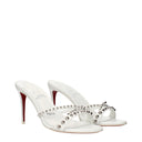 White Leather Stiletto Heel Sandals