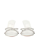 White Leather Stiletto Heel Sandals