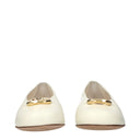 Beige Leather Ballet Flats