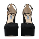 Black Satin Platform Pumps