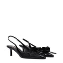 Black Leather Stiletto Heel Sandals
