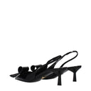 Black Leather Stiletto Heel Sandals