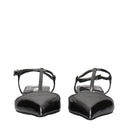 Gray Leather Flat Sandals