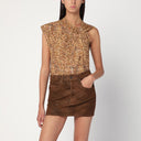 ISABEL MARANT Asymmetrical Nayda T-shirt with ochre print