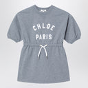 Chloé Long-sleeve grey dress with logo