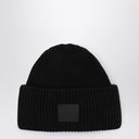 Acne Studios Black large face logo beanie - Yak
