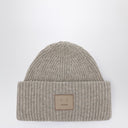 Acne Studios Greige melange large face logo beanie - Yak