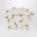 Camiseta corta de crema Givenchy con leopardos