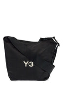 Y-3 black recycled polyester sacoche with adjustable strap Y-3