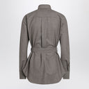 Brunello Cucinelli Check-pattern shirt with belt and Shiny Collar Detail