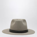 Brunello Cucinelli Taupe felt fedora with leather band