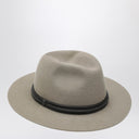 Brunello Cucinelli Taupe felt fedora with leather band