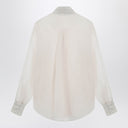 Brunello Cucinelli Beige Crispy silk shirt with monile detail