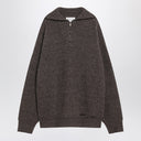 Maison Margiela Brown wool sweater with zip