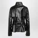 Maison Margiela Black cotton laminated belted jacket