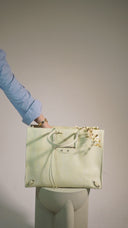White Yellow Exotic Skin Leather Shopping Tote PAPIER Bag